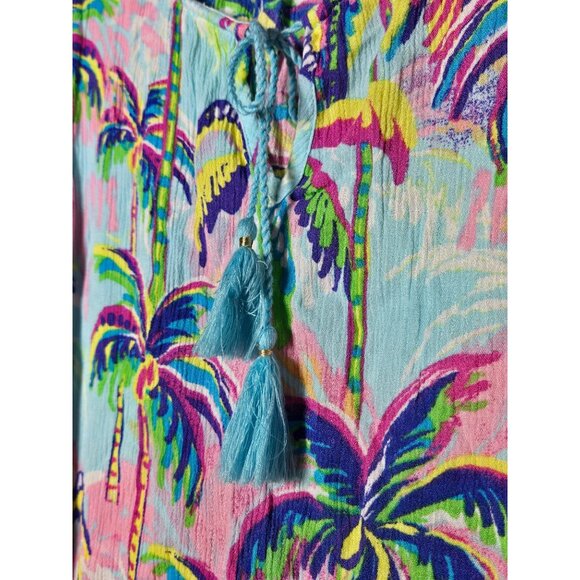 Stella Parker Multicolor Palm Tree Sleeveless Mini Dress Size Medium Beach Boho - Picture 3 of 8